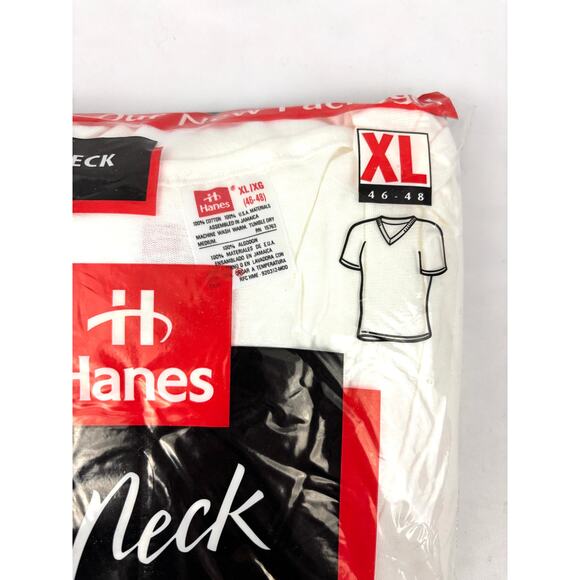 Vintage Hanes V Neck T-Shirts 3 Pack- XL 46-48 Men's Undershirts White NEW - Picture 5 of 11